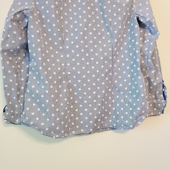 Talbots | Women's Polka Dot & Stripes Printed Button-Down Shirt (Size Medium) - Picture 8 of 9